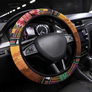 Afro Christmas in Kenya Safari Steering Wheel Cover Black Santa Riding Lion - African Pride