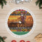 Afro Christmas in Kenya Safari Tree Skirt Black Santa Riding Lion - African Pride