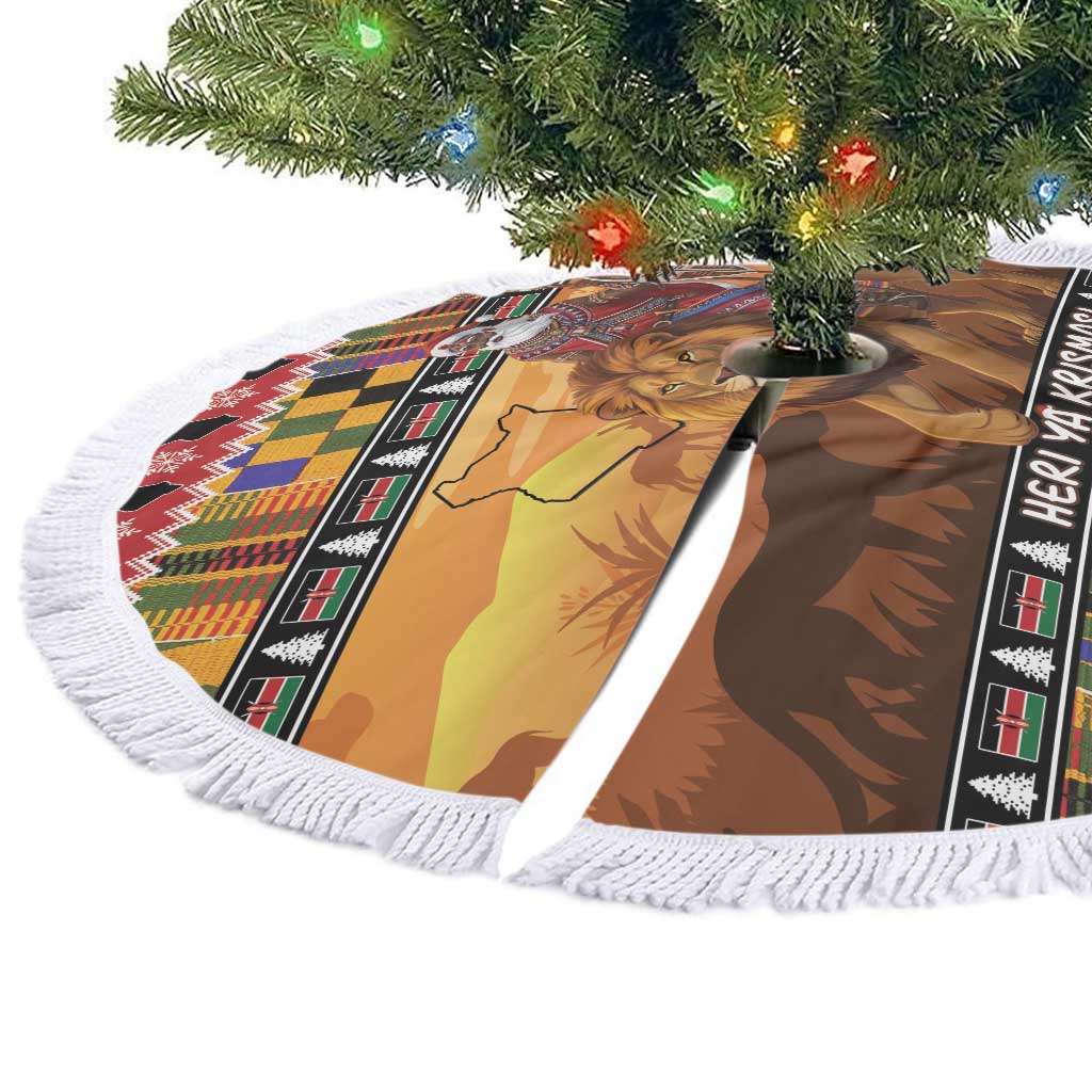 Afro Christmas in Kenya Safari Tree Skirt Black Santa Riding Lion - African Pride