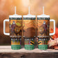 Afro Christmas in Kenya Safari Tumbler With Handle Black Santa Riding Lion - African Pride
