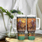 Afro Christmas in Kenya Safari Tumbler With Handle Black Santa Riding Lion - African Pride