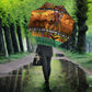 Kenya Safari Christmas Umbrella Black Santa Riding Lion - Heri ya Krismasi