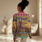 Afro Christmas in Kenya Safari Women Casual Shirt Black Santa Riding Lion - African Pride