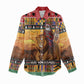 Afro Christmas in Kenya Safari Women Casual Shirt Black Santa Riding Lion - African Pride