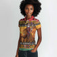 Afro Christmas in Kenya Safari Women Polo Shirt Black Santa Riding Lion - African Pride