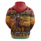 Afro Christmas in Kenya Safari Zip Hoodie Black Santa Riding Lion - African Pride