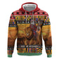 Afro Christmas in Kenya Safari Zip Hoodie Black Santa Riding Lion - African Pride