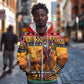 Afro Christmas in Kenya Safari Zip Hoodie Black Santa Riding Lion - African Pride