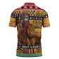 Kenya Safari Christmas Zipper Polo Shirt Black Santa Riding Lion - Heri ya Krismasi