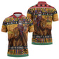 Kenya Safari Christmas Zipper Polo Shirt Black Santa Riding Lion - Heri ya Krismasi