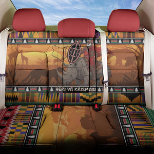 Afro Christmas in Kenya Safari Back Car Seat Cover Black Santa Riding Rhinoceros - African Pride