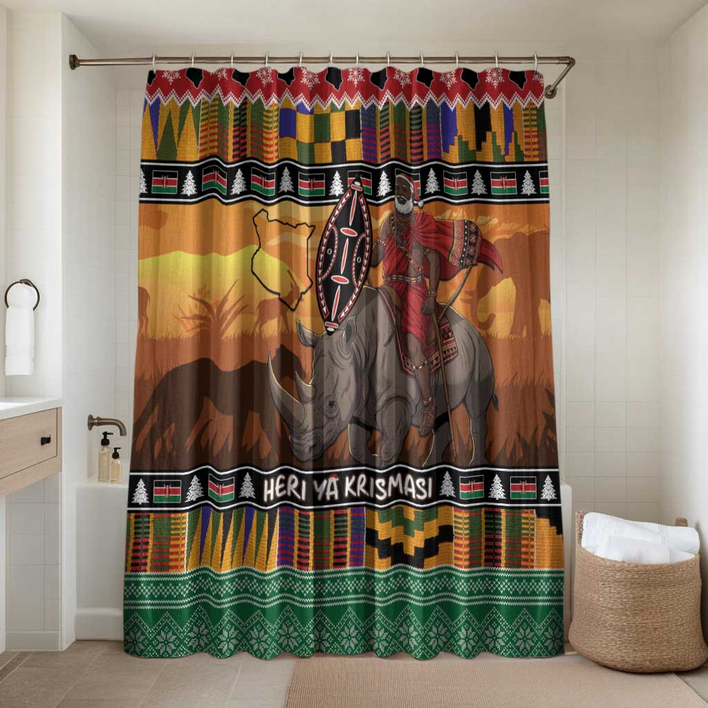 Kenya Safari Christmas Bathroom Set Black Santa Riding Rhinoceros - Heri ya Krismasi