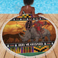 Afro Christmas in Kenya Safari Beach Blanket Black Santa Riding Rhinoceros - African Pride