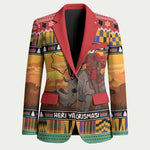 Kenya Safari Christmas Blazer Black Santa Riding Rhinoceros - Heri ya Krismasi