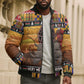 Kenya Safari Christmas Bomber Puffer Jacket Black Santa Riding Rhinoceros - Heri ya Krismasi