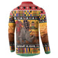 Kenya Safari Christmas Button Sweatshirt Black Santa Riding Rhinoceros - Heri ya Krismasi