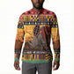 Kenya Safari Christmas Button Sweatshirt Black Santa Riding Rhinoceros - Heri ya Krismasi
