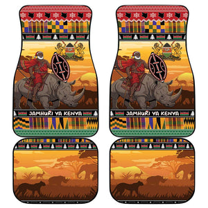 Afro Christmas in Kenya Safari Car Mats Black Santa Riding Rhinoceros - African Pride