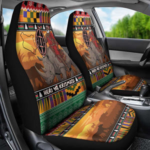 Afro Christmas in Kenya Safari Car Seat Cover Black Santa Riding Rhinoceros - African Pride