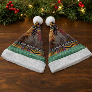 Afro Christmas in Kenya Safari Christmas Santa Hat Black Santa Riding Rhinoceros - African Pride
