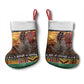 Afro Christmas in Kenya Safari Christmas Stocking Black Santa Riding Rhinoceros - African Pride