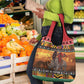 Afro Christmas in Kenya Safari Grocery Bag Black Santa Riding Rhinoceros - African Pride
