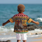 Afro Christmas in Kenya Safari Kid Hawaiian Shirt Black Santa Riding Rhinoceros - African Pride