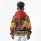 Afro Christmas in Kenya Safari Kid Hoodie Black Santa Riding Rhinoceros - African Pride