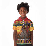 Afro Christmas in Kenya Safari Kid Polo Shirt Black Santa Riding Rhinoceros - African Pride