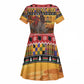 Afro Christmas in Kenya Safari Kid Short Sleeve Dress Black Santa Riding Rhinoceros - African Pride