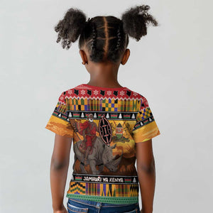 Afro Christmas in Kenya Safari Kid T shirt Black Santa Riding Rhinoceros - African Pride