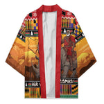 Kenya Safari Christmas Kimono Black Santa Riding Rhinoceros - Heri ya Krismasi