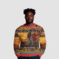 Afro Christmas in Kenya Safari Ugly Christmas Sweater Black Santa Riding Rhinoceros - African Pride