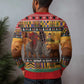 Afro Christmas in Kenya Safari Ugly Christmas Sweater Black Santa Riding Rhinoceros - African Pride
