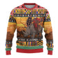 Afro Christmas in Kenya Safari Ugly Christmas Sweater Black Santa Riding Rhinoceros - African Pride
