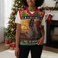 Afro Christmas in Kenya Safari Christmas Knitted V-Neck Vest Black Santa Riding Rhinoceros - African Pride