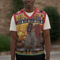 Afro Christmas in Kenya Safari Christmas Knitted V-Neck Vest Black Santa Riding Rhinoceros - African Pride