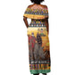 Afro Christmas in Kenya Safari Off Shoulder Maxi Dress Black Santa Riding Rhinoceros - African Pride
