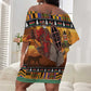 Afro Christmas in Kenya Safari Off Shoulder Short Dress Black Santa Riding Rhinoceros - African Pride