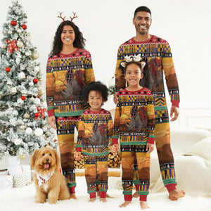 Afro Christmas in Kenya Safari Christmas Pajama Set Black Santa Riding Rhinoceros - African Pride