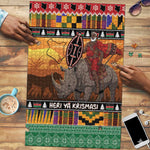 Kenya Safari Christmas Puzzle Black Santa Riding Rhinoceros - Heri ya Krismasi