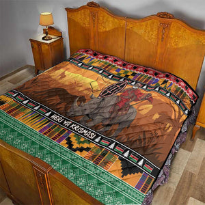 Afro Christmas in Kenya Safari Quilt Black Santa Riding Rhinoceros - African Pride