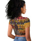Afro Christmas in Kenya Safari Raglan Cropped T shirt Black Santa Riding Rhinoceros - African Pride