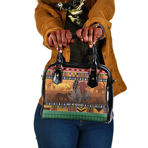 Afro Christmas in Kenya Safari Shoulder Handbag Black Santa Riding Rhinoceros - African Pride