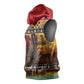 Afro Christmas in Kenya Safari Sleeveless Hoodie Black Santa Riding Rhinoceros - African Pride