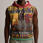 Afro Christmas in Kenya Safari Sleeveless Hoodie Black Santa Riding Rhinoceros - African Pride
