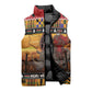 Kenya Safari Christmas Sleeveless Puffer Jacket Black Santa Riding Rhinoceros - Heri ya Krismasi