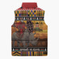 Kenya Safari Christmas Sleeveless Puffer Jacket Black Santa Riding Rhinoceros - Heri ya Krismasi