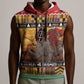 Afro Christmas in Kenya Safari Sleeveless Zip Hoodie Black Santa Riding Rhinoceros - African Pride