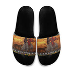 Kenya Safari Christmas Slide Sandals Black Santa Riding Rhinoceros - Heri ya Krismasi